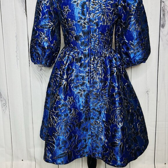 NWOT Lilly Pulitzer Calyssa Dress Blue Grotto Twilight Floral Brocade Sz 2 NEW - Picture 10 of 11